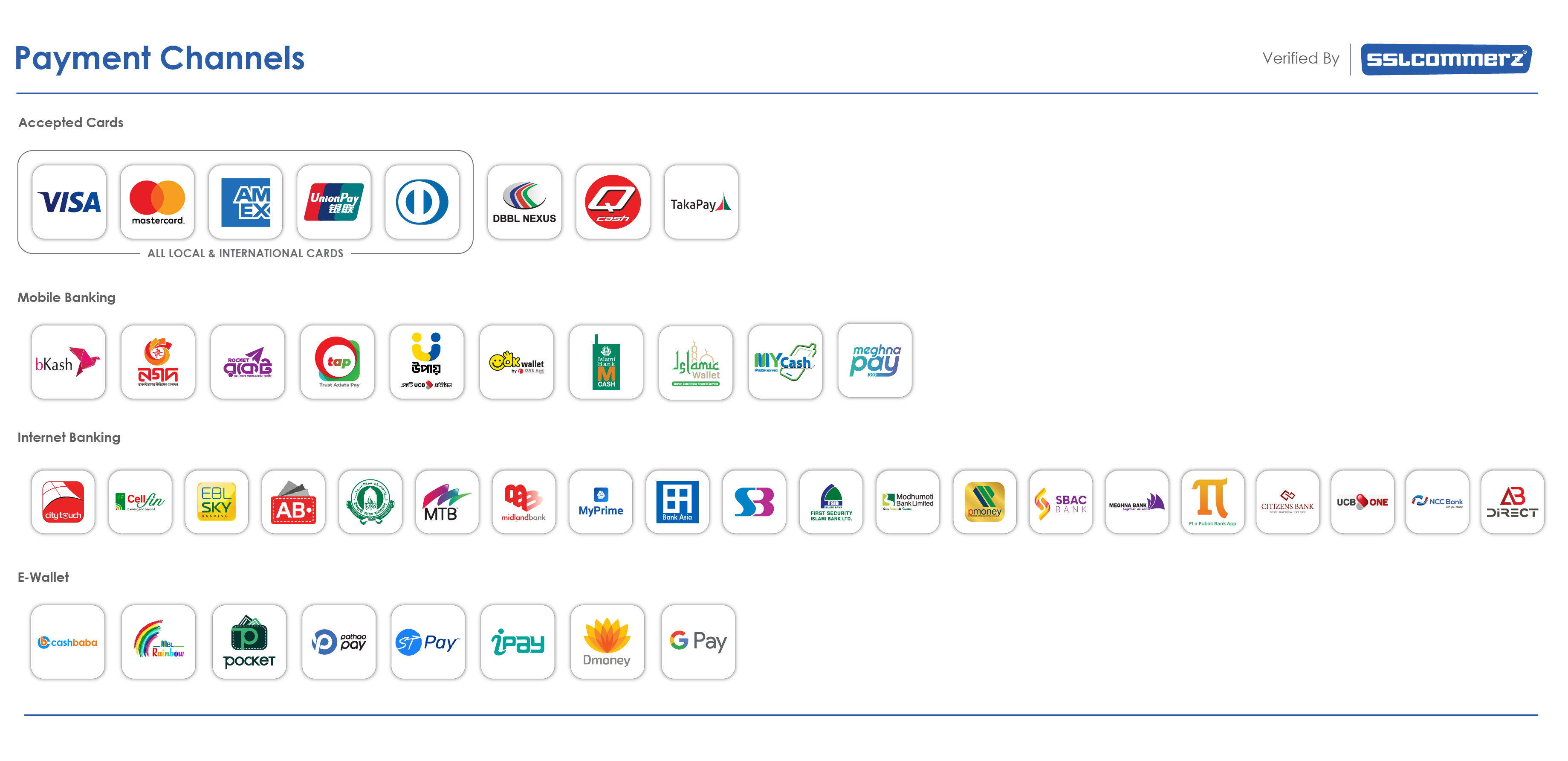 Pay securely with SSLCommerz supported methods
